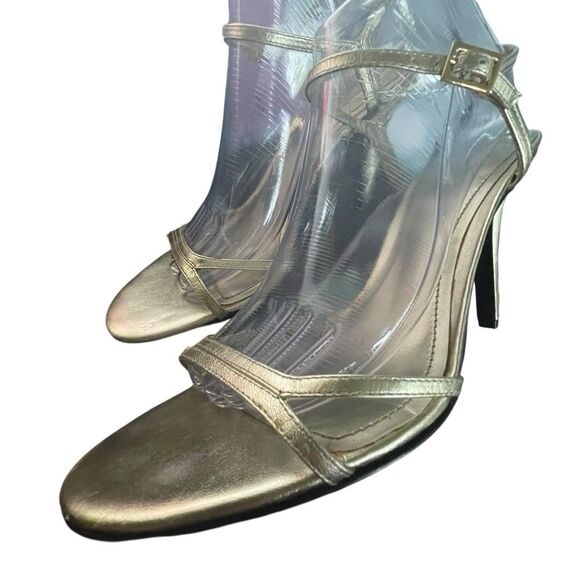 Lauren Ralph Lauren Womens Aela Ankle Strap Sandals Gold Leather Size 10B - Picture 1 of 11